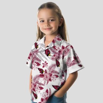 Arizona Cardinals Hibiscus Palm Leaves Hawaiian Shirt Red White