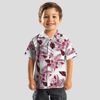 Arizona Cardinals Hibiscus Palm Leaves Hawaiian Shirt Red White