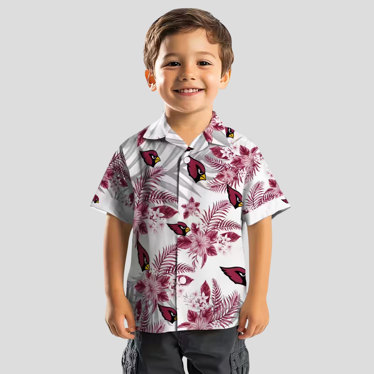 Arizona Cardinals Hibiscus Palm Leaves Hawaiian Shirt Red White