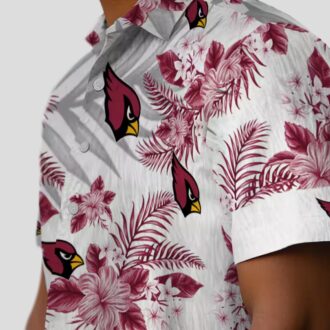 Arizona Cardinals Hibiscus Palm Leaves Hawaiian Shirt Red White