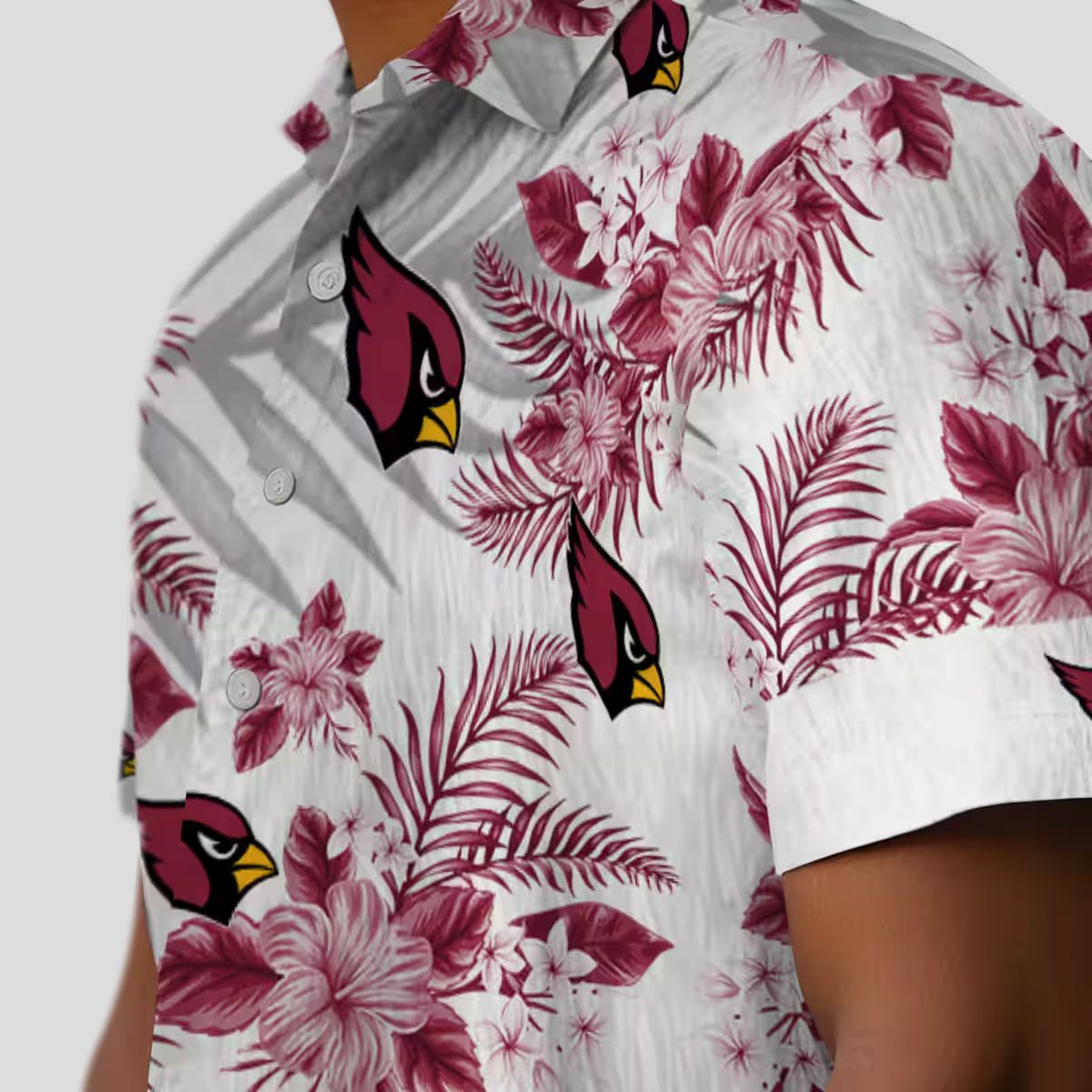 Arizona Cardinals Hibiscus Palm Leaves Hawaiian Shirt Red White