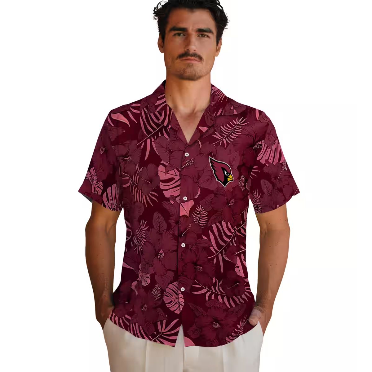 Arizona Cardinals Jungle Red Hawaiian Shirt – Tropical Floral Button Up for Men & Women