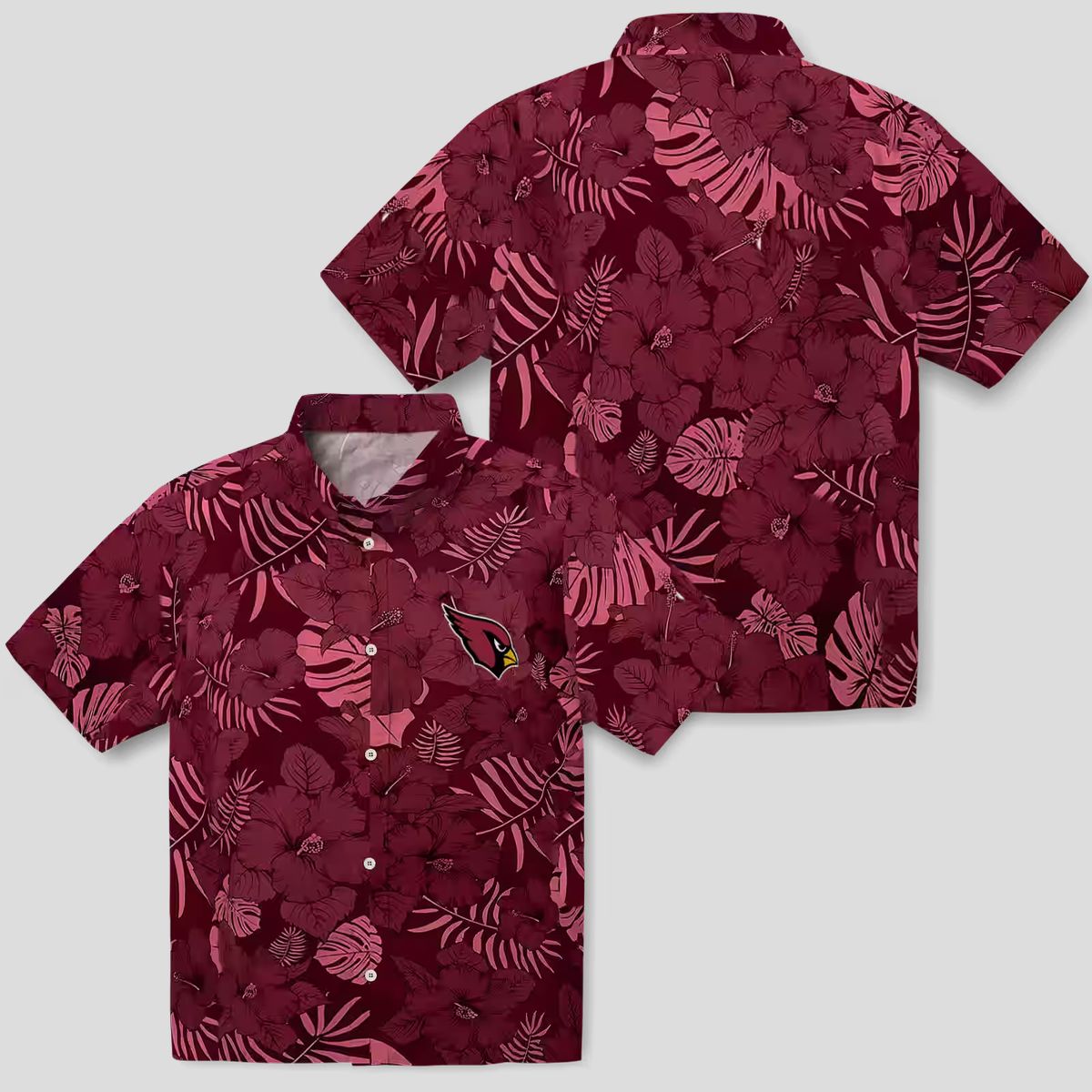 Arizona Cardinals Jungle Red Hawaiian Shirt – Tropical Floral Button Up for Men & Women