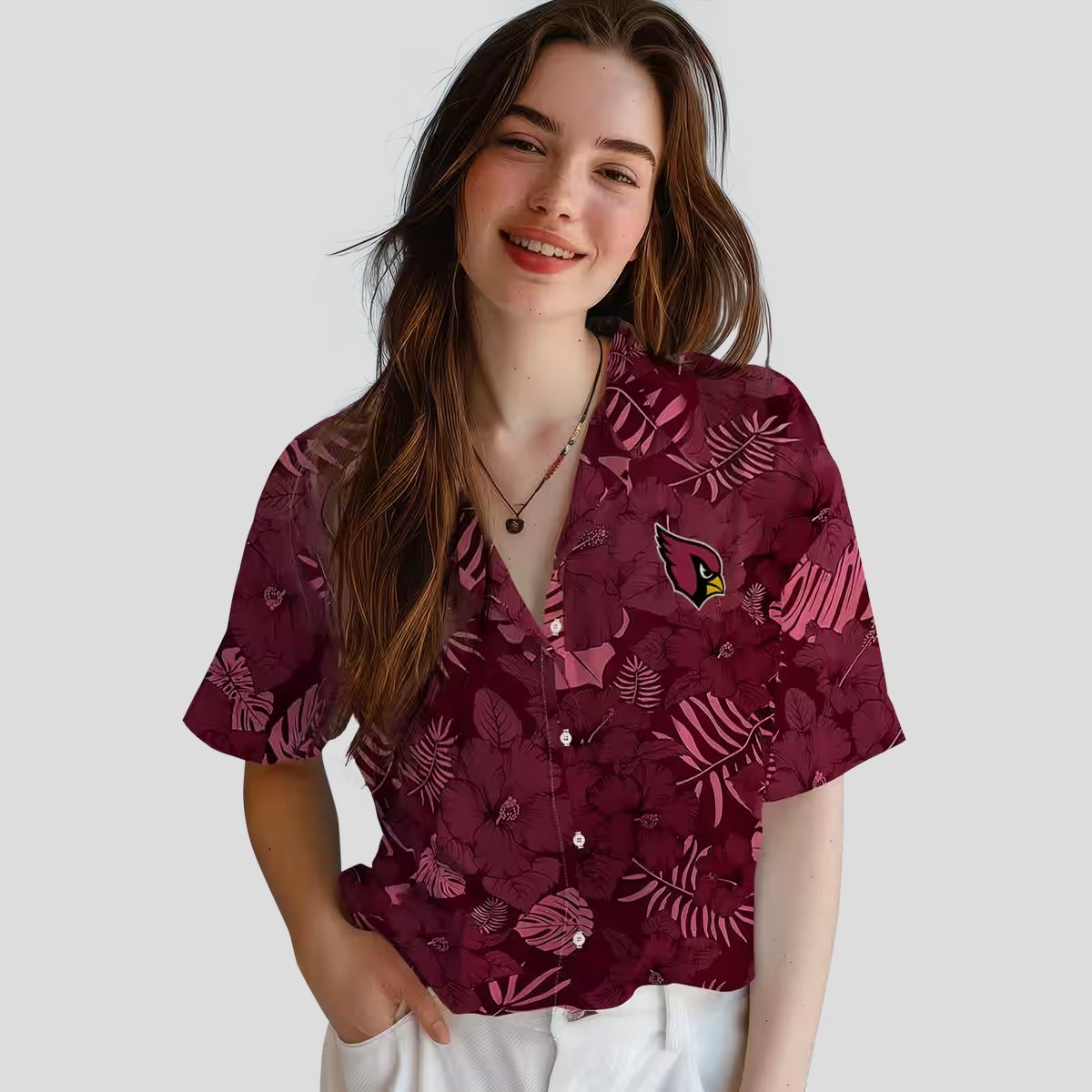 Arizona Cardinals Jungle Red Hawaiian Shirt – Tropical Floral Button Up for Men & Women
