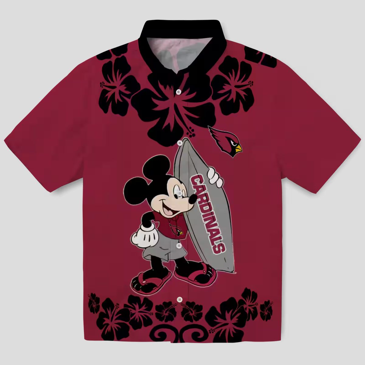 Arizona Cardinals Mickey Surfing Red Hawaiian Shirt - Summer Vacation Trip