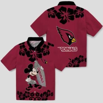 Arizona Cardinals Mickey Surfing Red Hawaiian Shirt - Summer Vacation Trip