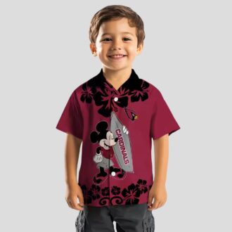 Arizona Cardinals Mickey Surfing Red Hawaiian Shirt - Summer Vacation Trip