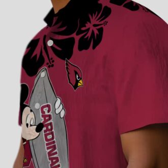 Arizona Cardinals Mickey Surfing Red Hawaiian Shirt - Summer Vacation Trip