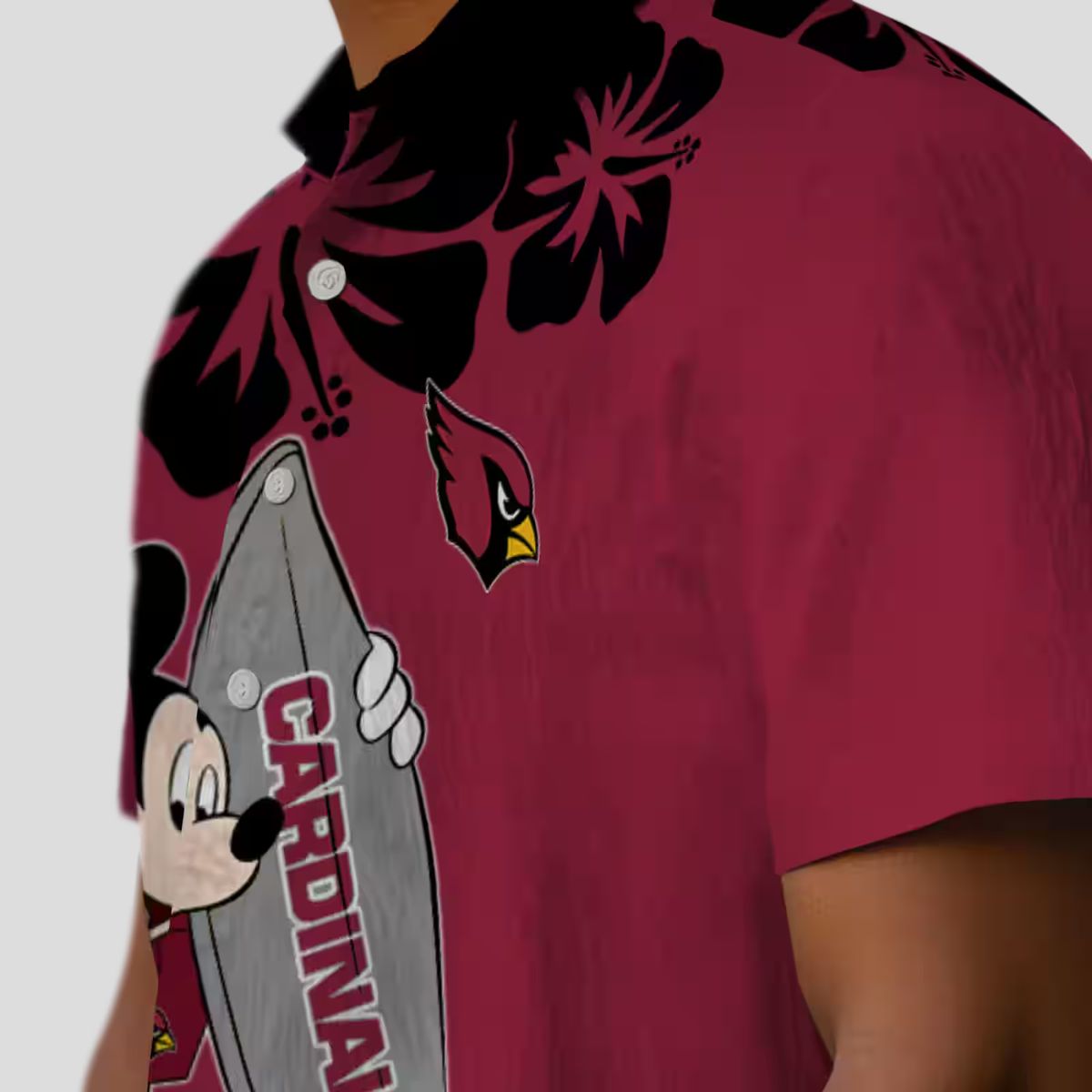 Arizona Cardinals Mickey Surfing Red Hawaiian Shirt - Summer Vacation Trip