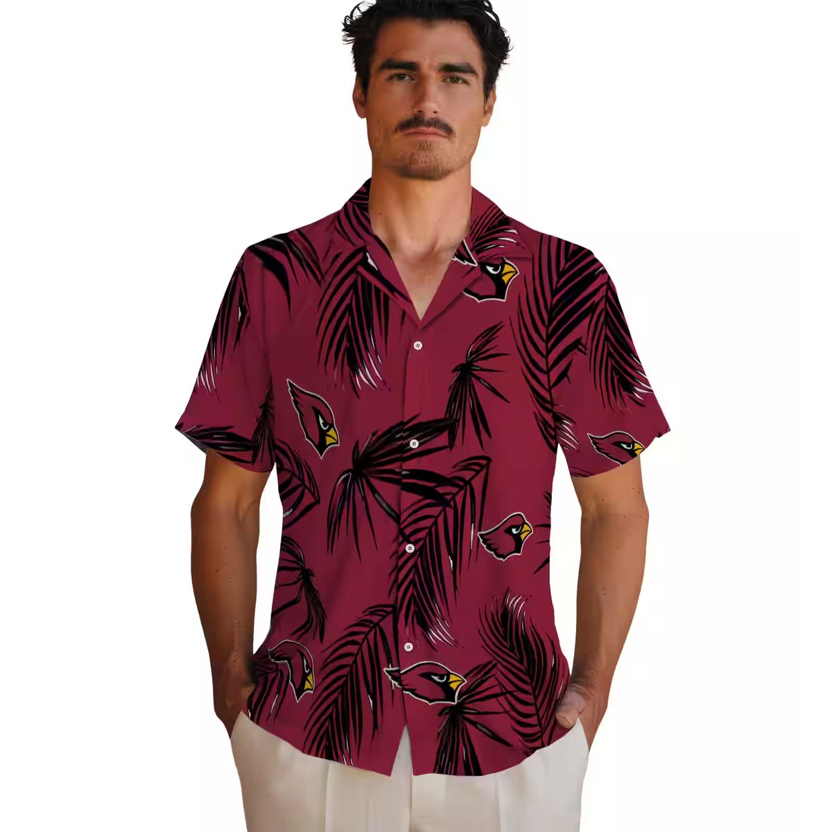 Arizona Cardinals NFL Red Hawaiian Shirt with Palm Leaf, Men's Summer Shirts