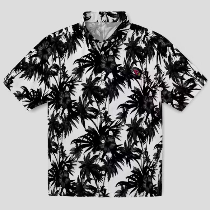Arizona Cardinals Palm Motif Black & White Hawaiian Shirt, Summer Tropical Shirt for Men