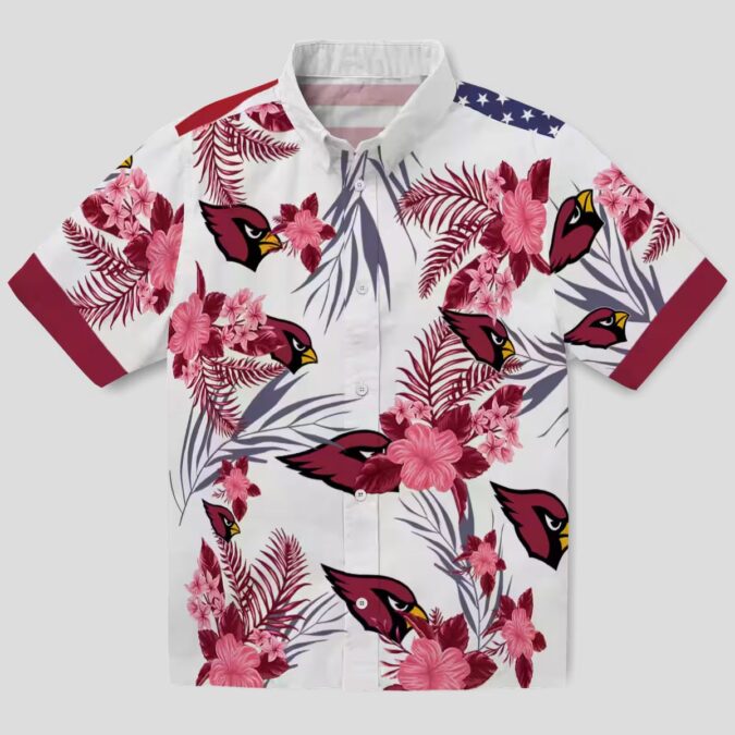 Arizona Cardinals Patriotic Hibiscus Hawaiian Shirt (Red & White)
