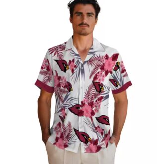Arizona Cardinals Patriotic Hibiscus Hawaiian Shirt (Red & White)