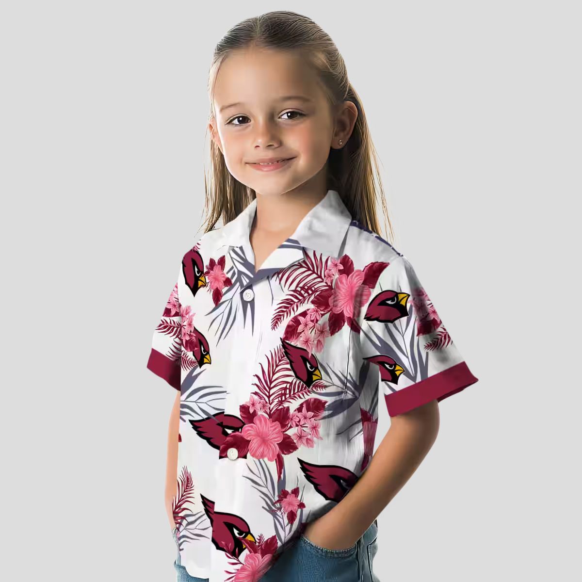 Arizona Cardinals Patriotic Hibiscus Hawaiian Shirt (Red & White)