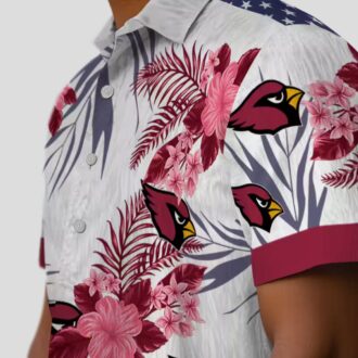 Arizona Cardinals Patriotic Hibiscus Hawaiian Shirt (Red & White)