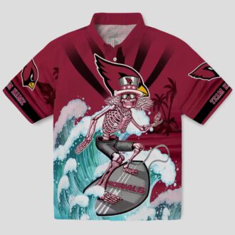 Arizona Cardinals Personalized Surfing Skeleton Shirt - Red & Blue Hawaiian Style for Men