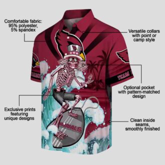 Arizona Cardinals Personalized Surfing Skeleton Shirt - Red & Blue Hawaiian Style for Men