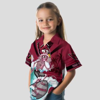 Arizona Cardinals Personalized Surfing Skeleton Shirt - Red & Blue Hawaiian Style for Men