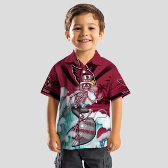 Arizona Cardinals Personalized Surfing Skeleton Shirt - Red & Blue Hawaiian Style for Men