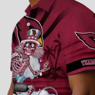 Arizona Cardinals Personalized Surfing Skeleton Shirt - Red & Blue Hawaiian Style for Men