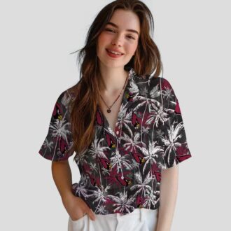 Arizona Cardinals Red Black Palm Tree Hawaiian Shirt for Men