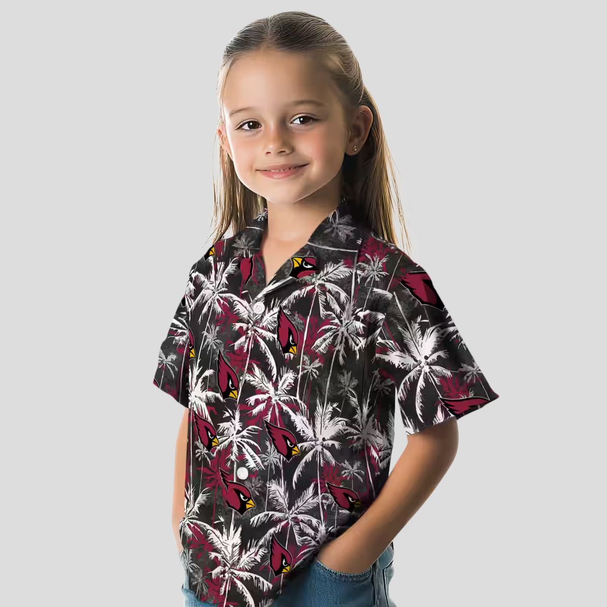 Arizona Cardinals Red Black Palm Tree Hawaiian Shirt for Men