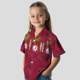 Arizona Cardinals Red Hawaiian Button Up Shirt - Surfboard & Palm Trees
