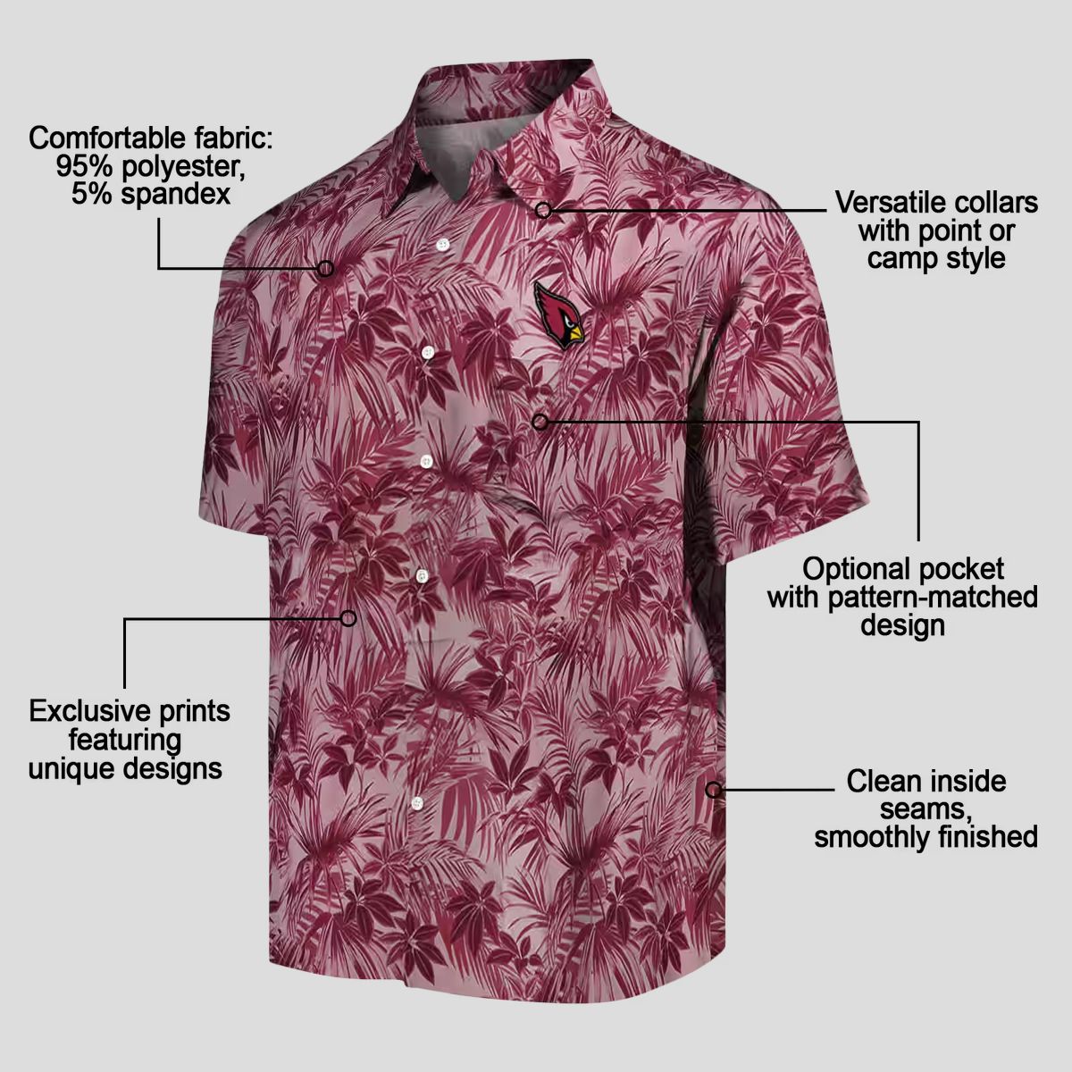 Arizona Cardinals Red Leafy Hawaiian Shirt for Men & Women