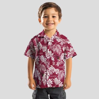 Arizona Cardinals Red White Hawaiian Shirt with Tropical Leaves