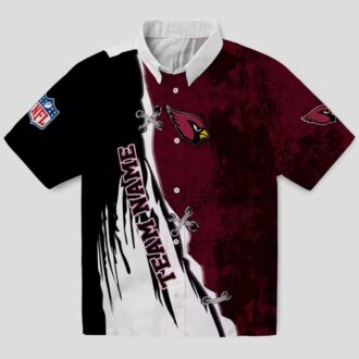 Arizona Cardinals Summer Button Up Shirt - Tropical Red & White Hawaiian Style