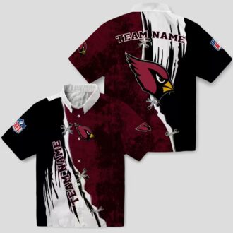 Arizona Cardinals Summer Button Up Shirt - Tropical Red & White Hawaiian Style