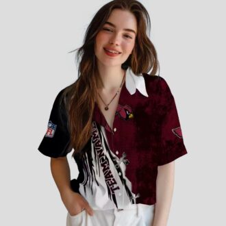 Arizona Cardinals Summer Button Up Shirt - Tropical Red & White Hawaiian Style