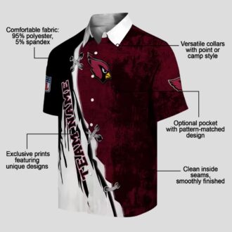 Arizona Cardinals Summer Button Up Shirt - Tropical Red & White Hawaiian Style
