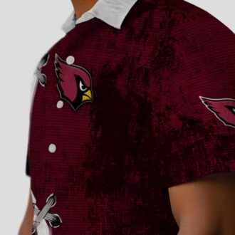 Arizona Cardinals Summer Button Up Shirt - Tropical Red & White Hawaiian Style