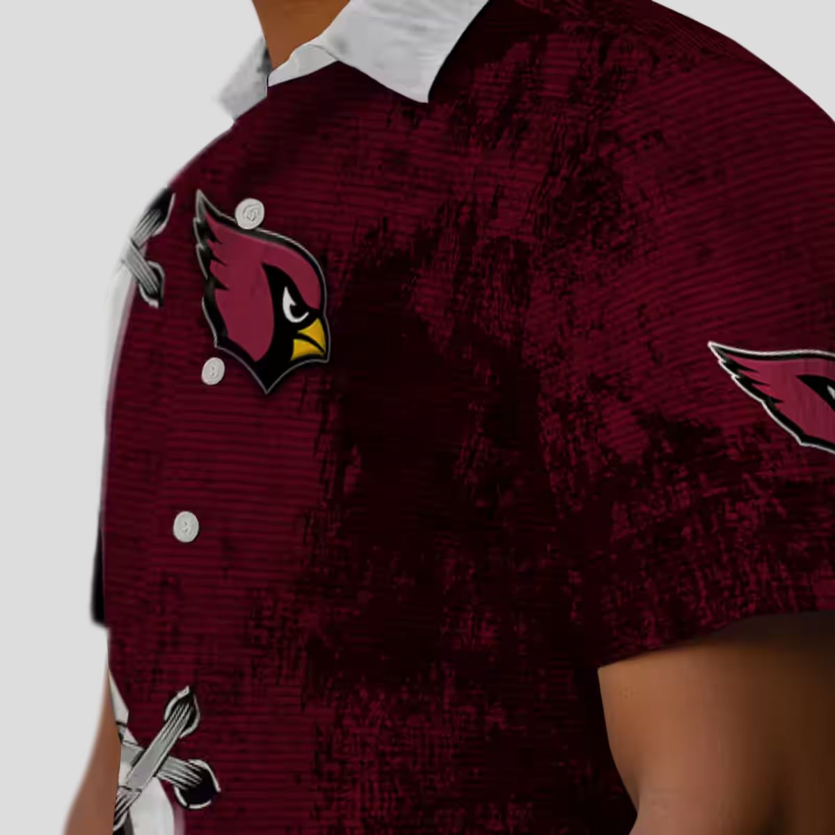 Arizona Cardinals Summer Button Up Shirt - Tropical Red & White Hawaiian Style