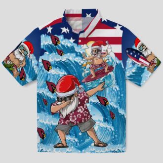 Surfing Santa Arizona Cardinals Blue Hawaiian Shirt, Summer Beach Vacation