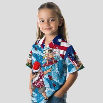 Surfing Santa Arizona Cardinals Blue Hawaiian Shirt, Summer Beach Vacation