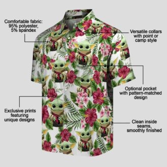 Arizona Cardinals Tropical Yoda Green Novelty Hawaiian Shirt