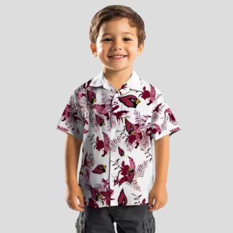 Botanical Red White Hawaiian Shirt, Personalized Cardinals Team Shirt