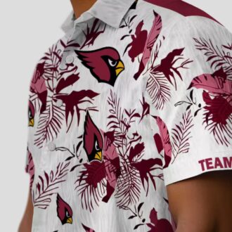Botanical Red White Hawaiian Shirt, Personalized Cardinals Team Shirt