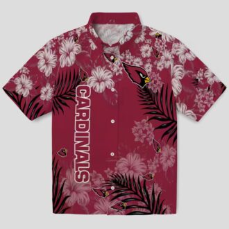 Cardinal Red Hibiscus Aloha Shirt, Tropical Print Red Hawaiian Shirt