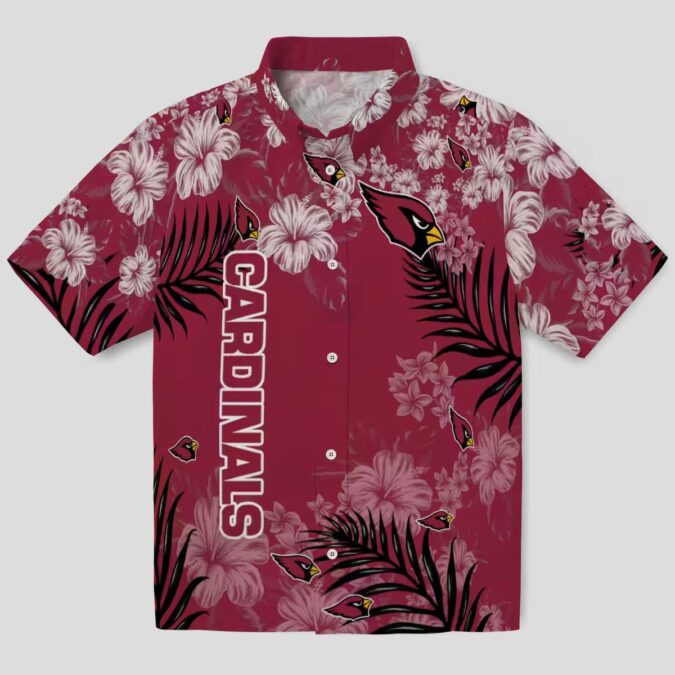 Cardinal Red Hibiscus Aloha Shirt, Tropical Print Red Hawaiian Shirt