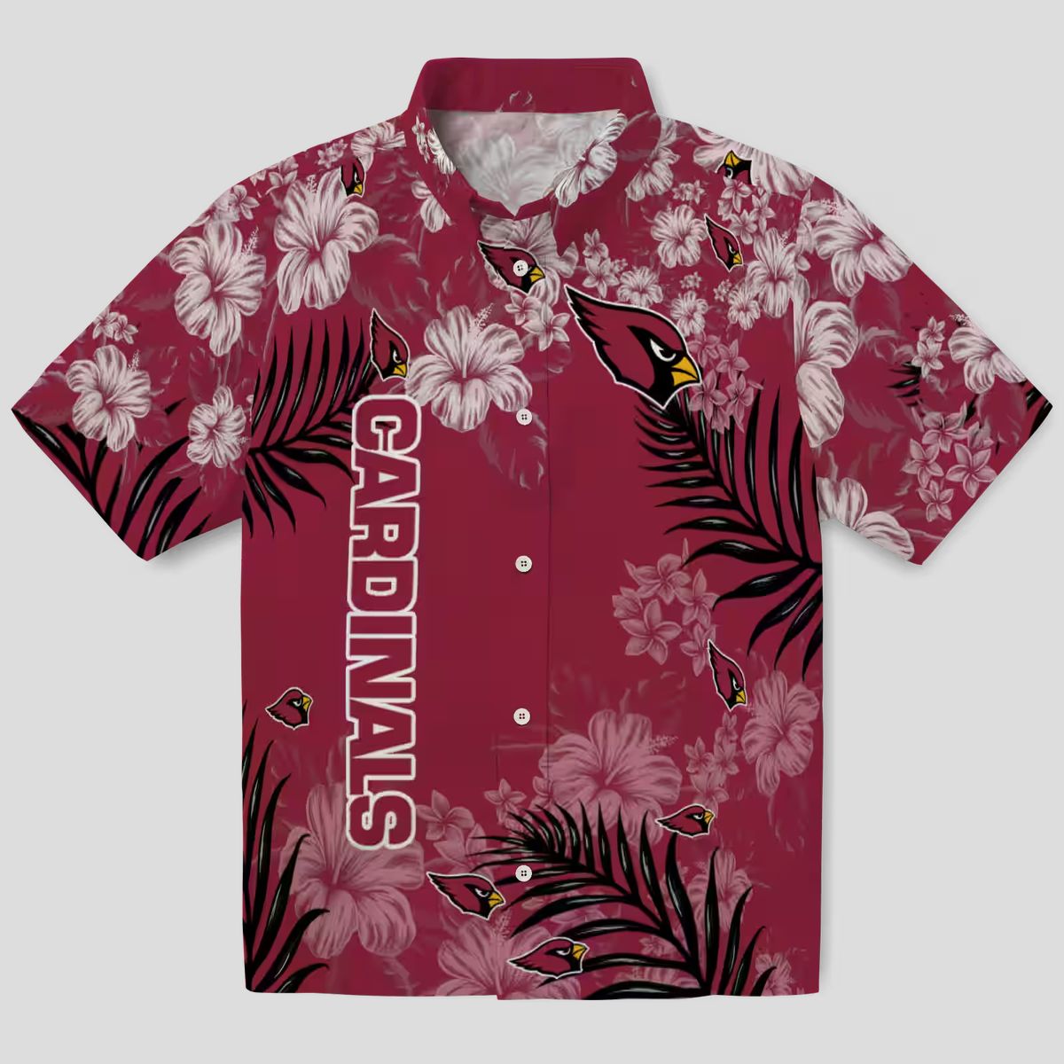 Cardinal Red Hibiscus Aloha Shirt, Tropical Print Red Hawaiian Shirt