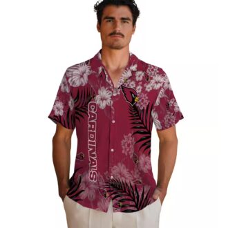 Cardinal Red Hibiscus Aloha Shirt, Tropical Print Red Hawaiian Shirt