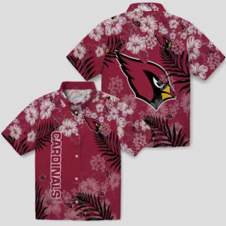 Cardinal Red Hibiscus Aloha Shirt, Tropical Print Red Hawaiian Shirt