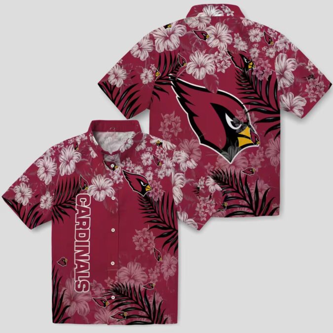 Cardinal Red Hibiscus Aloha Shirt, Tropical Print Red Hawaiian Shirt