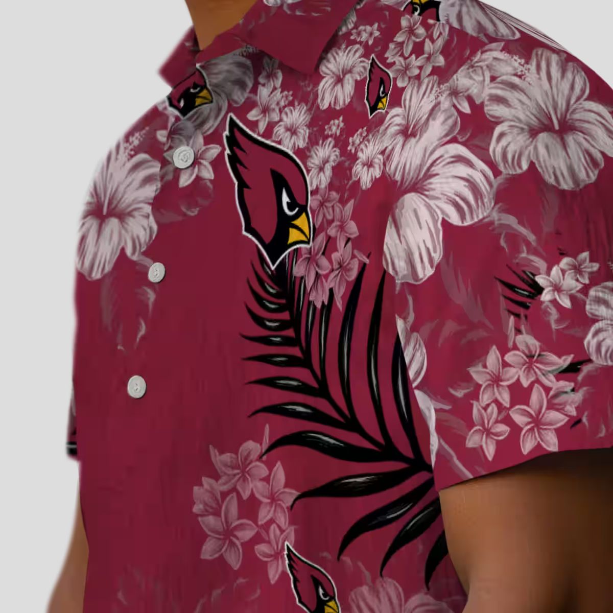 Cardinal Red Hibiscus Aloha Shirt, Tropical Print Red Hawaiian Shirt