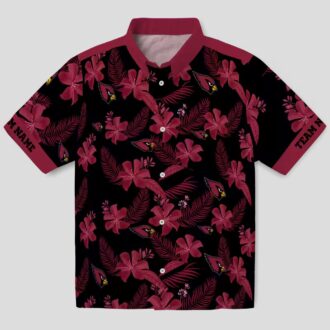 Custom Arizona Cardinals Botanical Black Hawaiian Shirt, NFL Floral Vacation Shirt