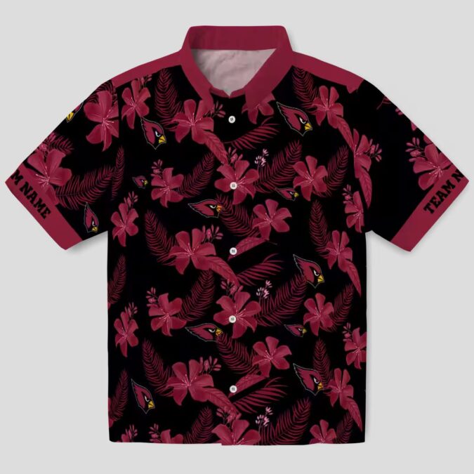 Custom Arizona Cardinals Botanical Black Hawaiian Shirt, NFL Floral Vacation Shirt