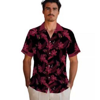 Custom Arizona Cardinals Botanical Black Hawaiian Shirt, NFL Floral Vacation Shirt